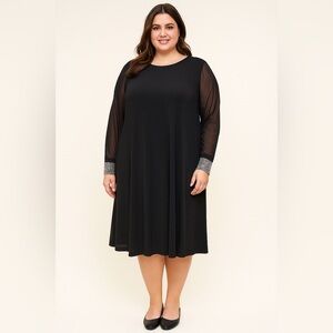 Tiana B. Black Dress with Sheer Sleeves